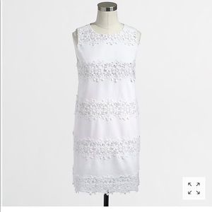 J. Crew Factory White Scallop Laced Sheath Dress